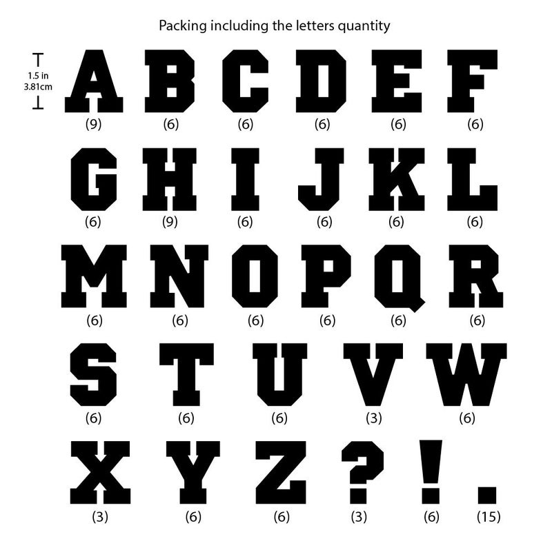 Magfok Iron on Transfer 1.5 Inch White Letters, 6 Sheet (Black or White Optional) - Image 2